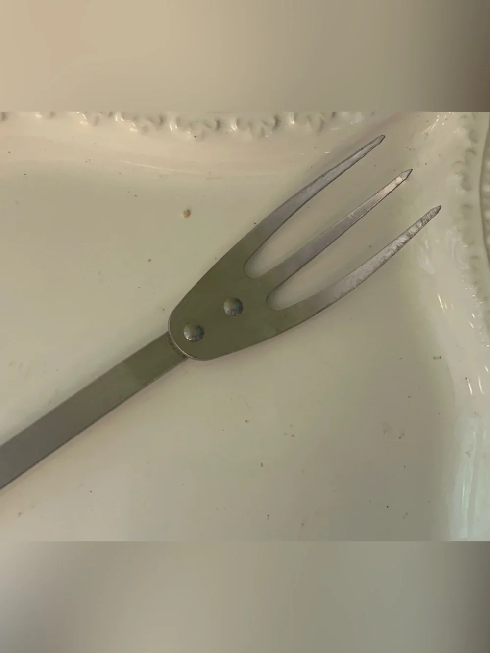 Vintage Ekco Forge Stainless Steel Meat Serving Fork black handle 11.5 inches
